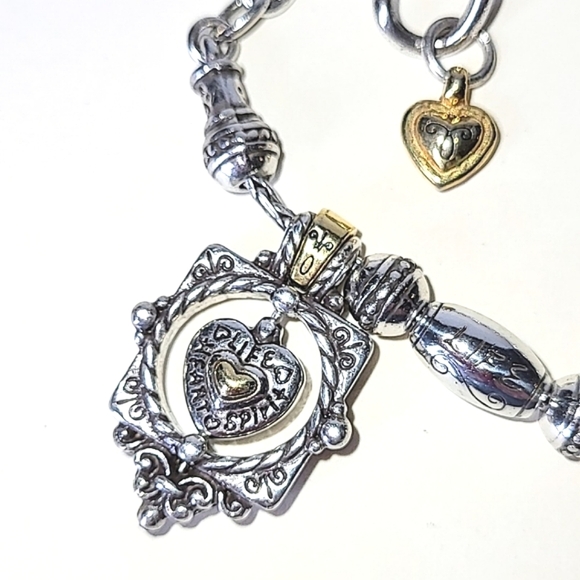 BRIGHTON SPINNING HEART CHARM BRACELET - TWO-TONE - RETIRED DESIGN - Picture 3 of 9